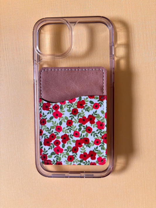 Red Flowers Phone Card Holder