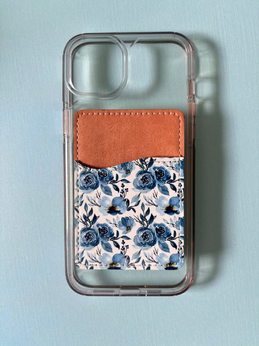 Blue Flowers Phone Card Holder