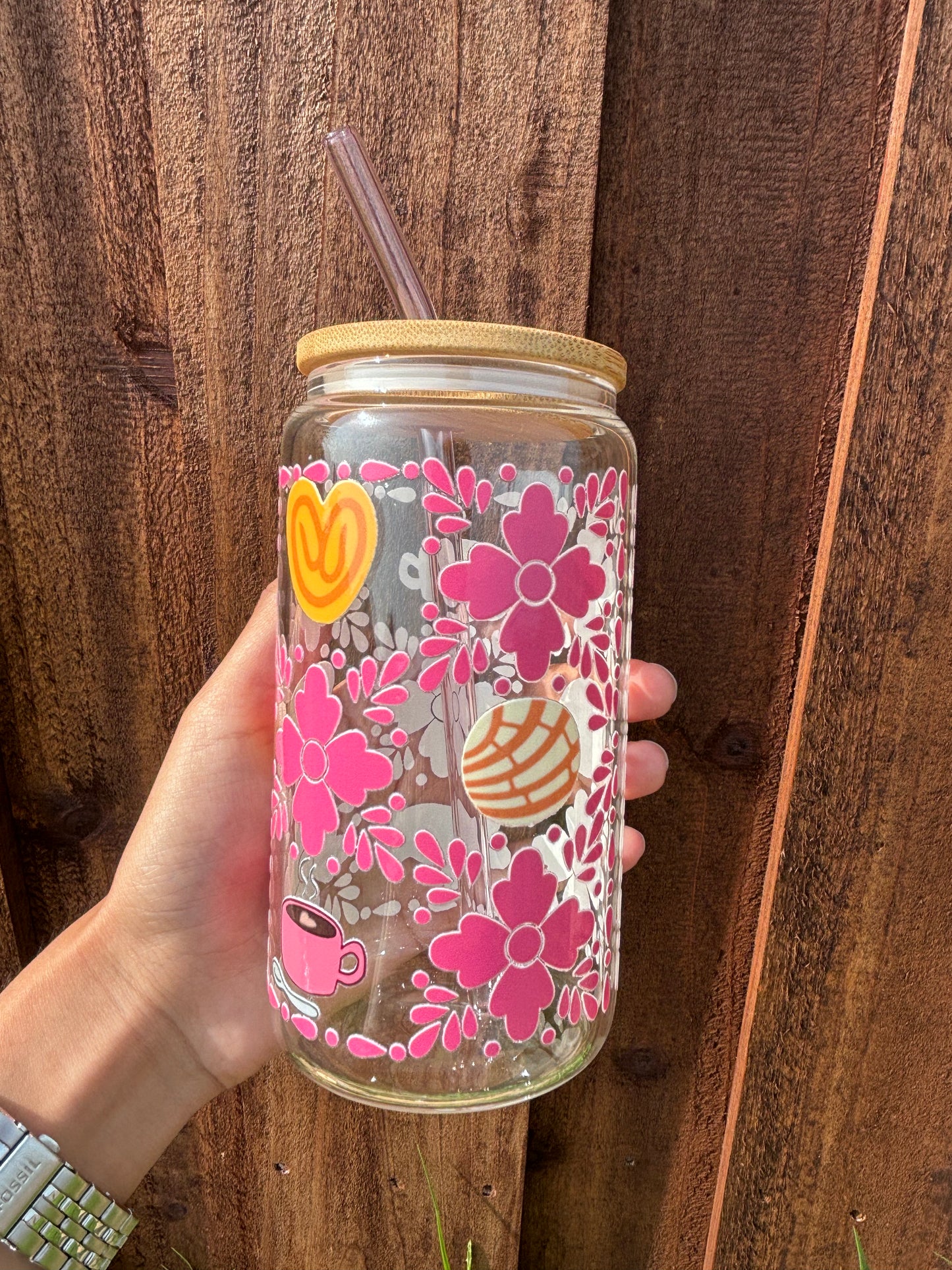 Vaso Cristal Pan Dulce Rosa