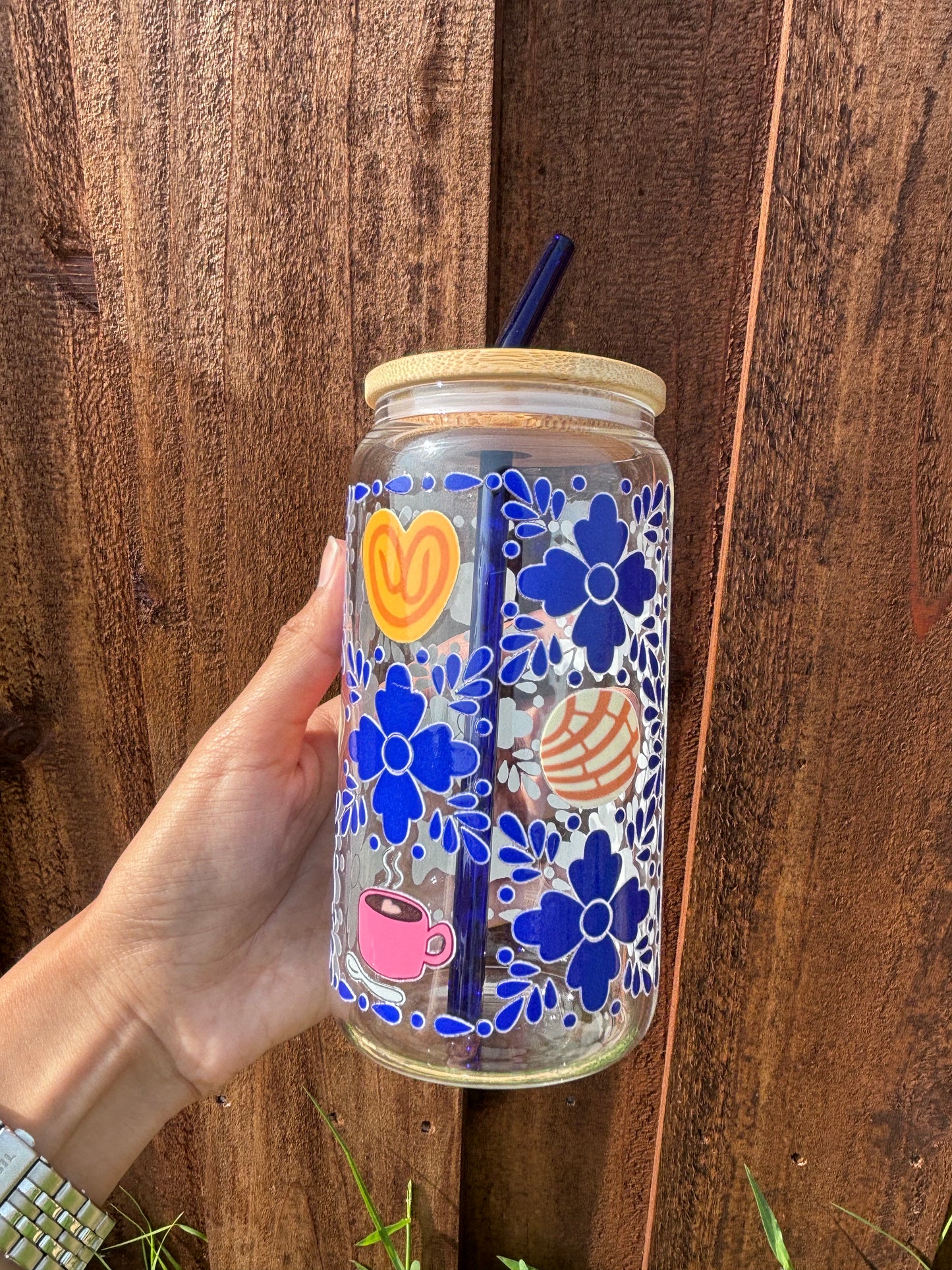 Vaso Cristal Pan Dulce Azul