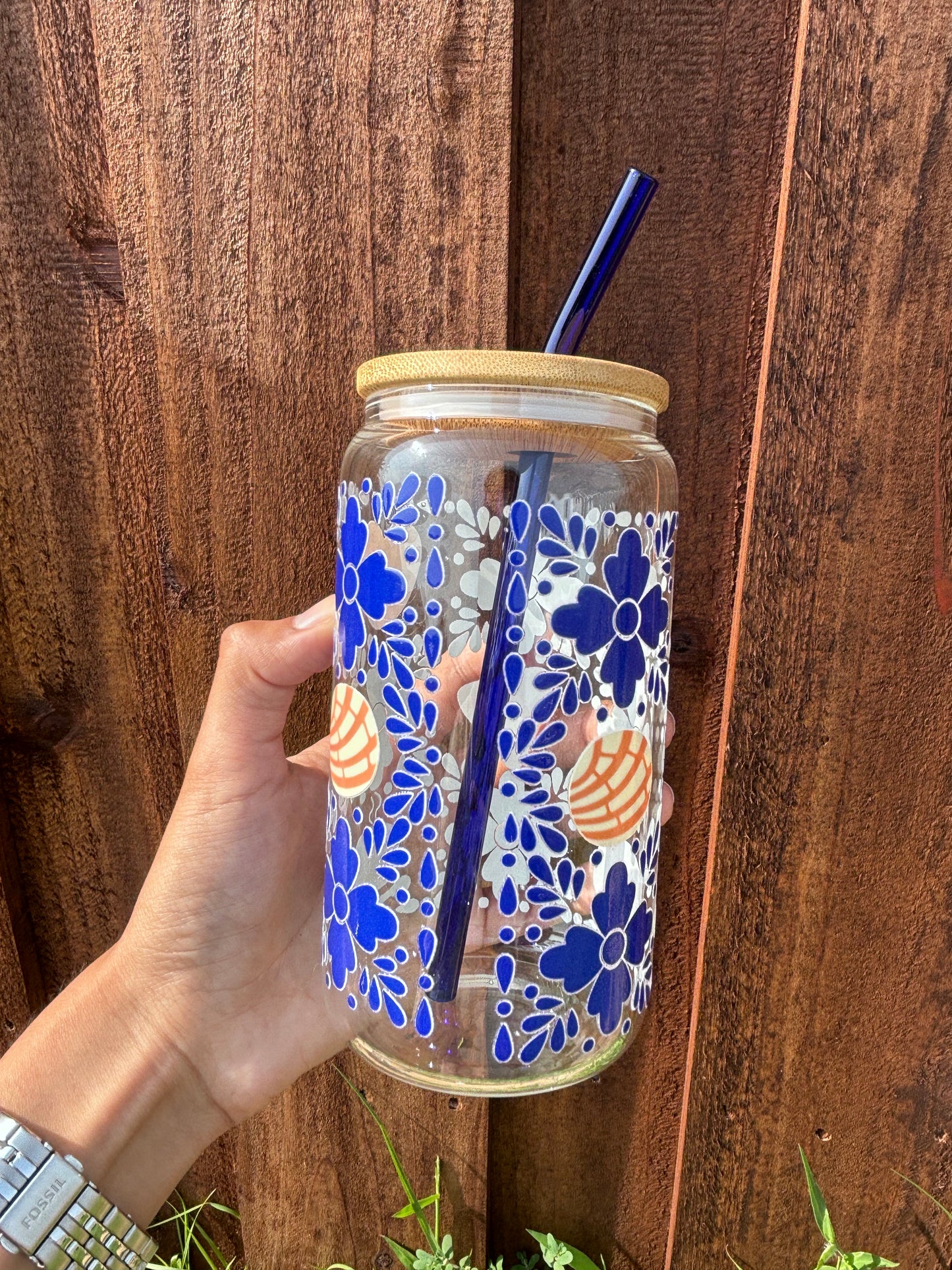 Vaso Cristal Pan Dulce Azul